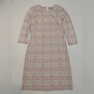 J.McLaughlin Sophia Sheath Haki Pink Taupe Plaid  Dress size M NWOT